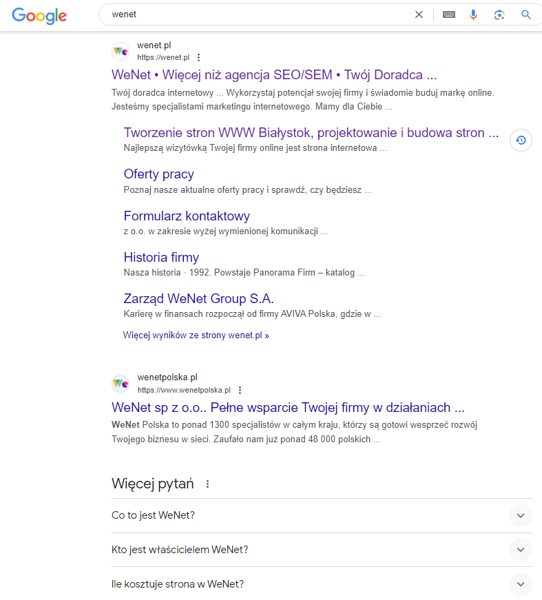 Wyniki wyszukiwania na frazę 'wenet'