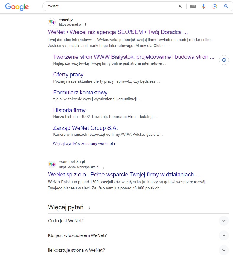 wyniki wyszukiwania na frazę 'wenet'